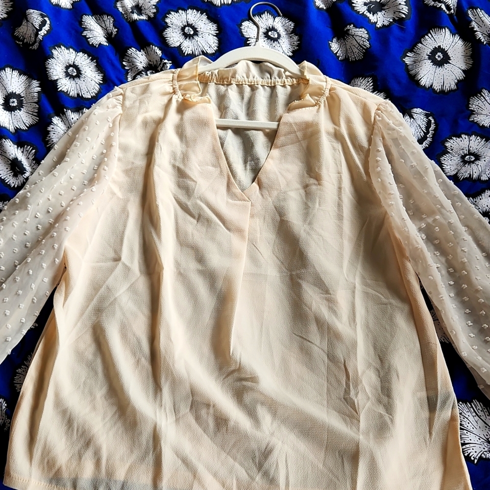 Shein long sleeve cream blouse